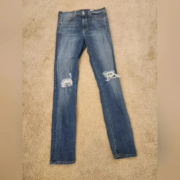 Rag & Bone Jeans Dark Wash Straight Leg Size 29 Womens High Rise Distressed #C65 - Picture 1 of 7